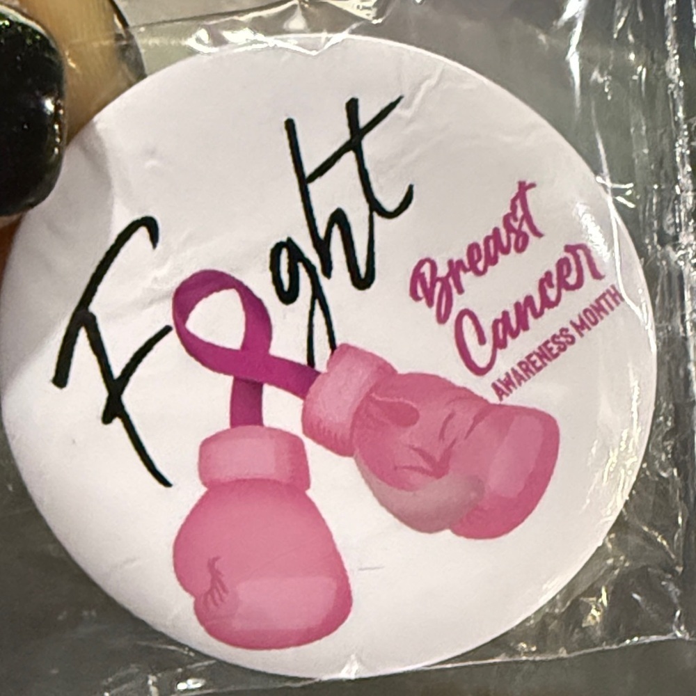 Pink Boxing Gloves Awareness Button - Picture 2 of 4